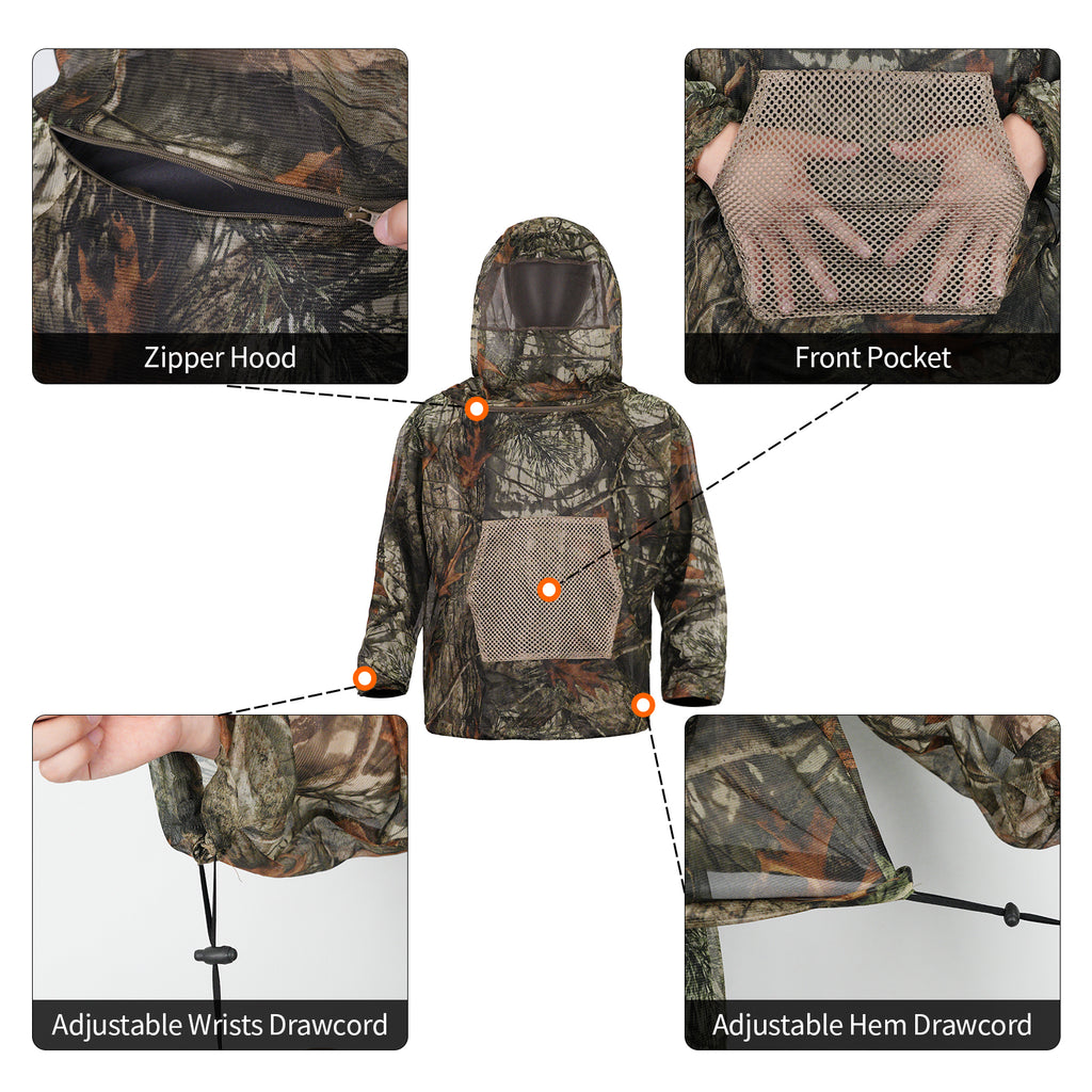 LOOGU Mosquito Suits, Net Bug Pants & Jacket Hood Sets - Ultra-fine Mesh