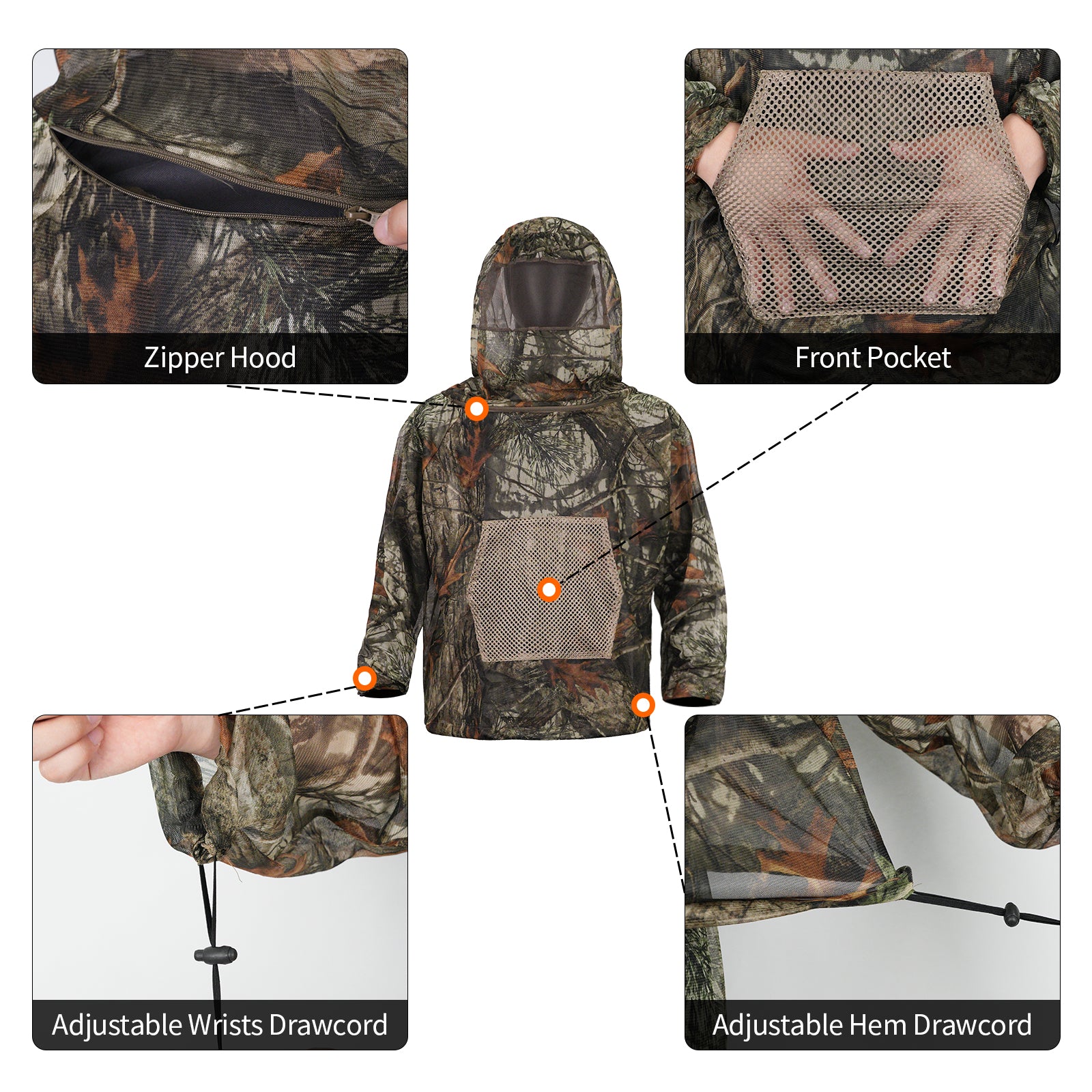 LOOGU Mosquito Suits, Net Bug Pants & Jacket Hood Sets - Ultra-fine Mesh