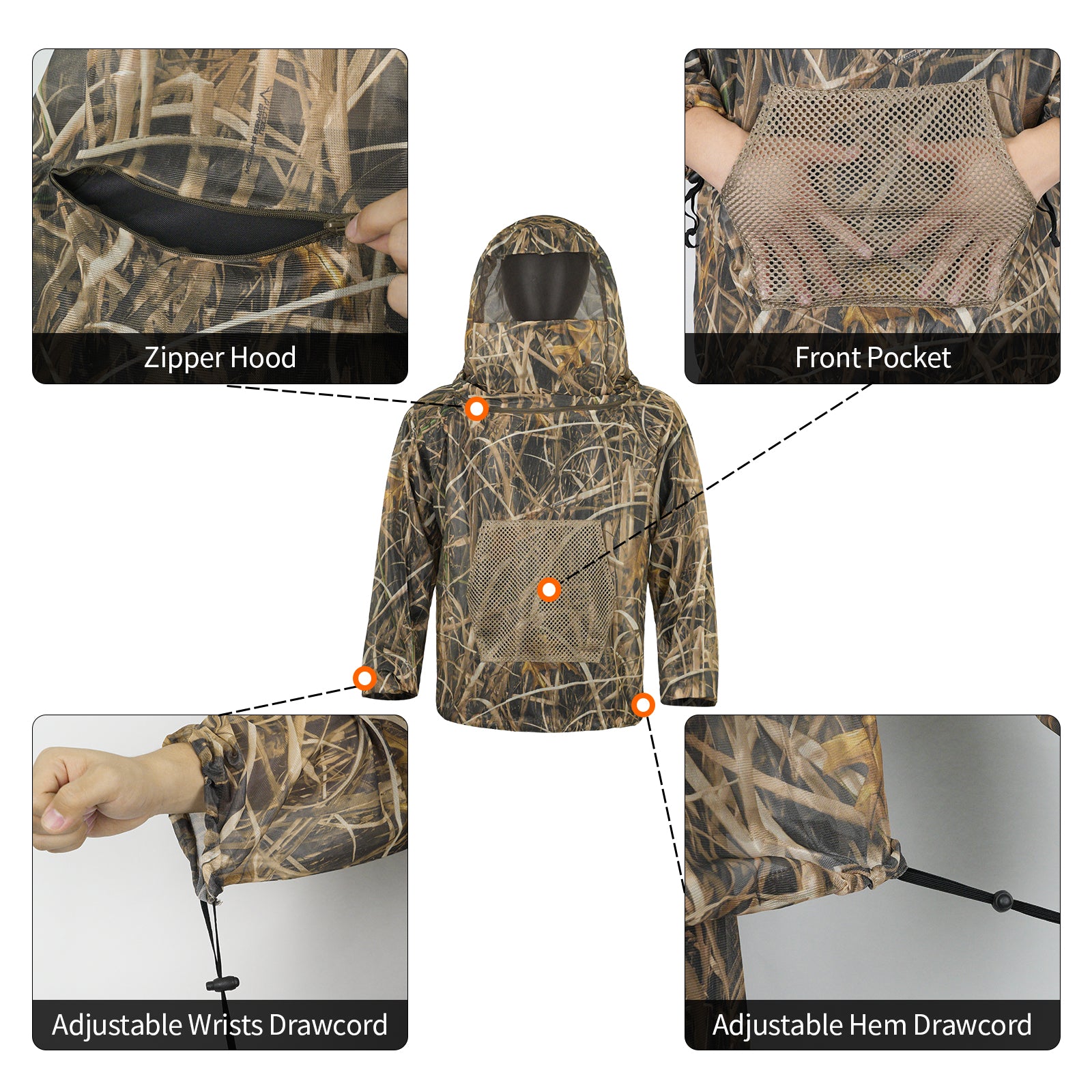 LOOGU Mosquito Suits, Net Bug Pants & Jacket Hood Sets - Ultra-fine Mesh