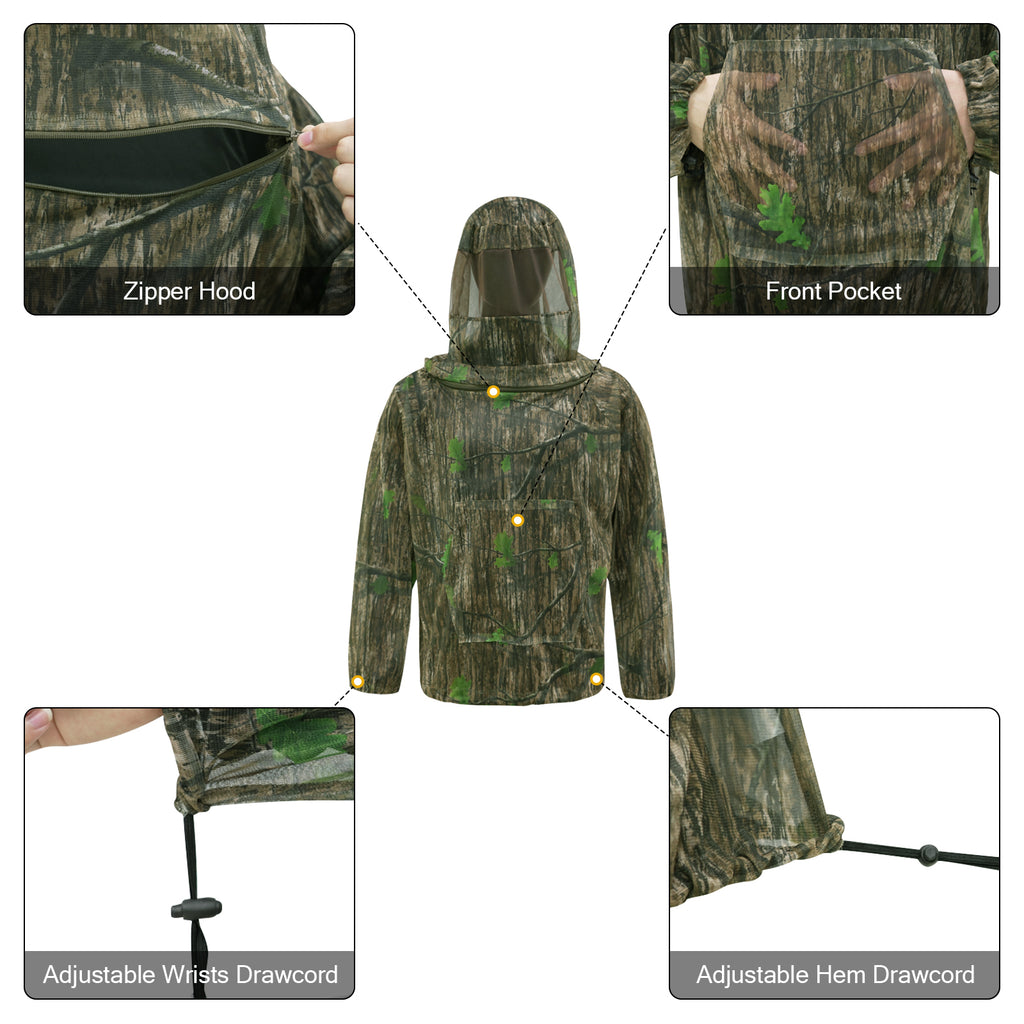 LOOGU Mosquito Suits, Net Bug Pants & Jacket Hood Sets - Ultra-fine Mesh
