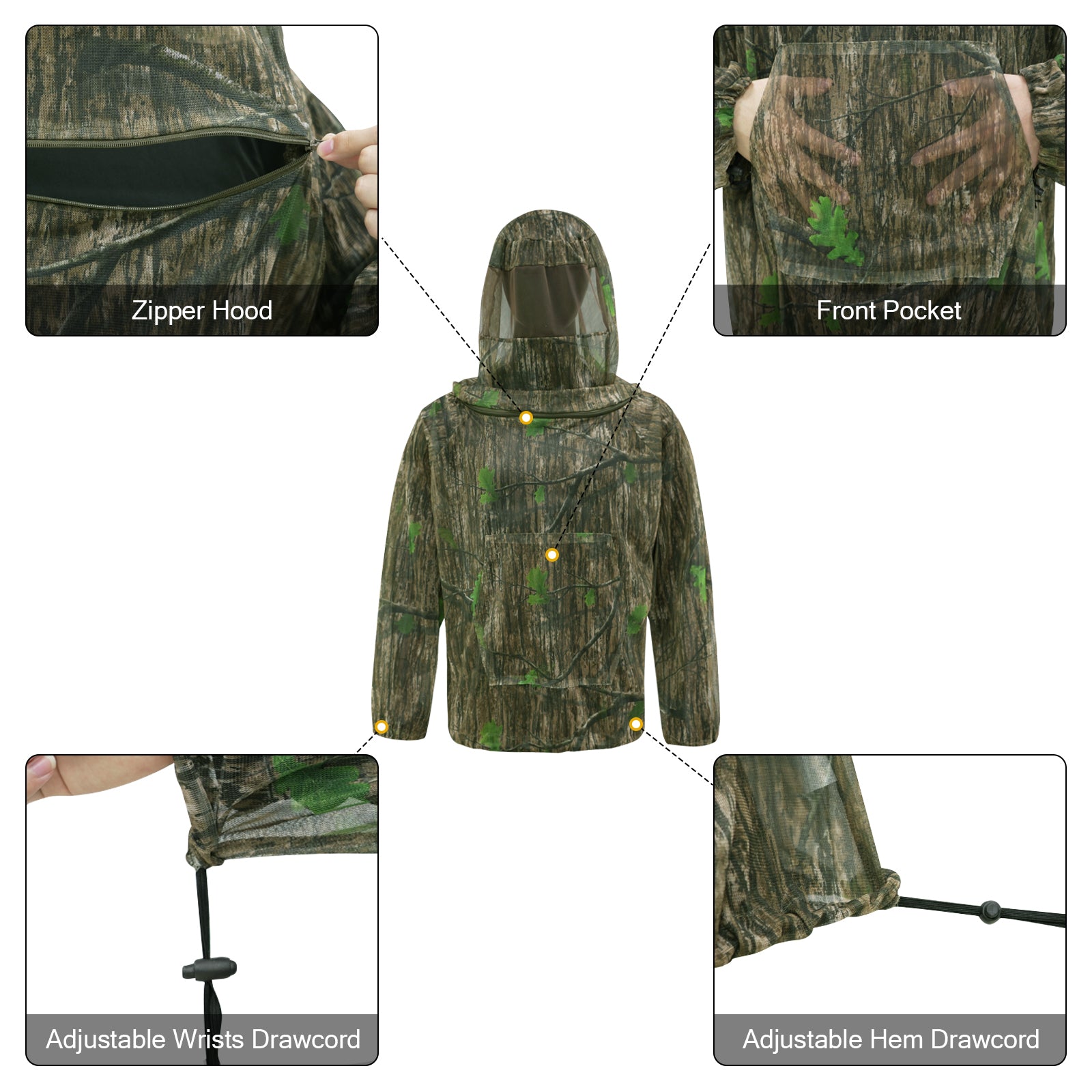 LOOGU Mosquito Suits, Net Bug Pants & Jacket Hood Sets - Ultra-fine Mesh