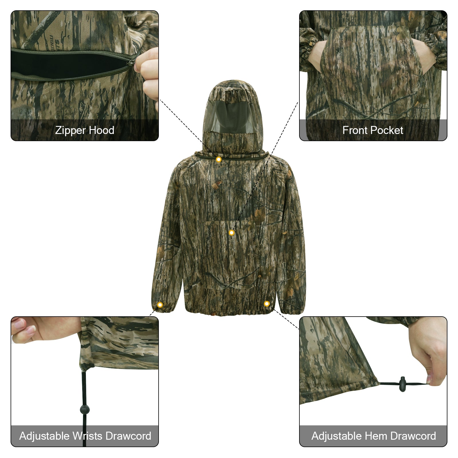 LOOGU Mosquito Suits, Net Bug Pants & Jacket Hood Sets - Ultra-fine Mesh