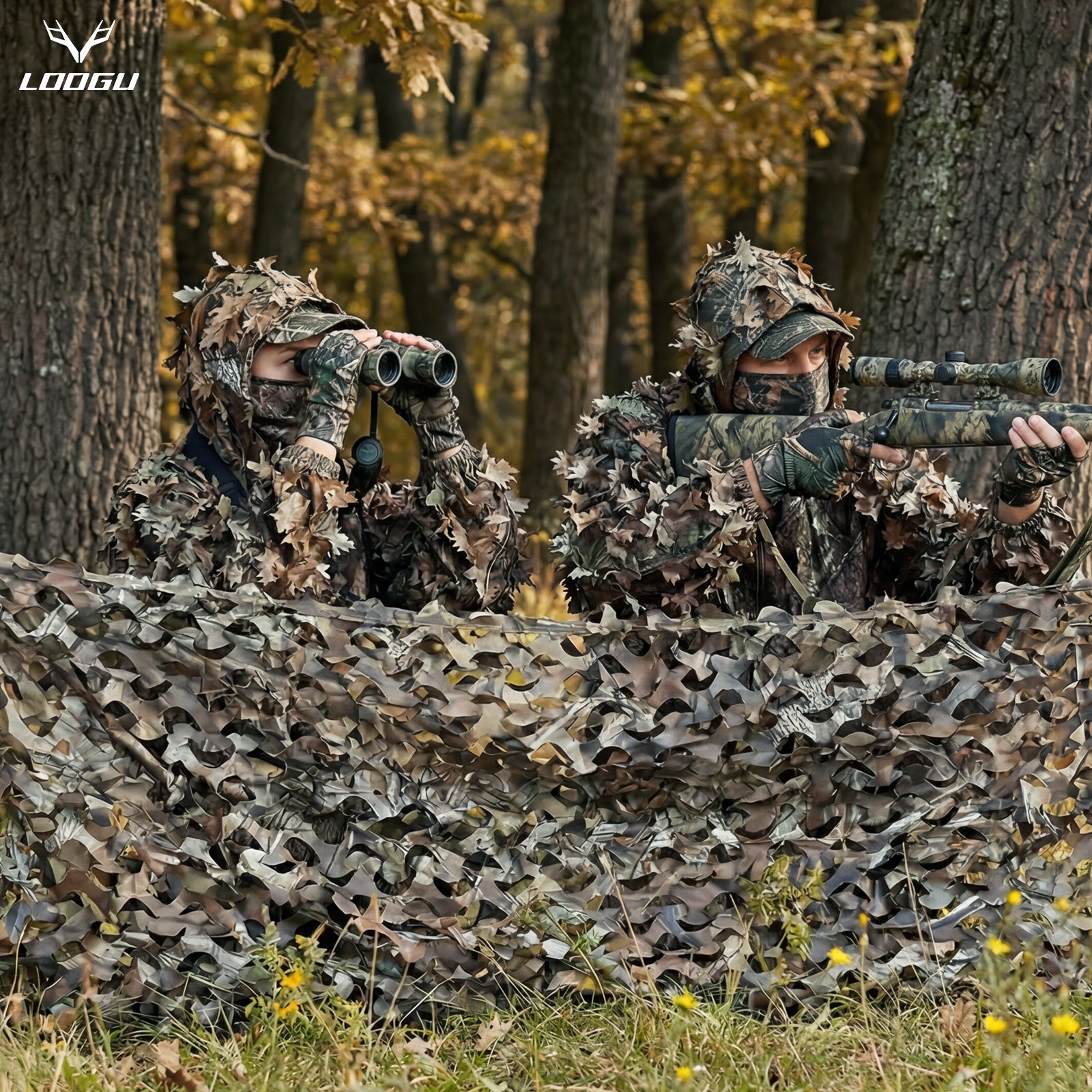 LOOGU Halfcircle Cutting Hunting Camo Netting Super Tree Camo