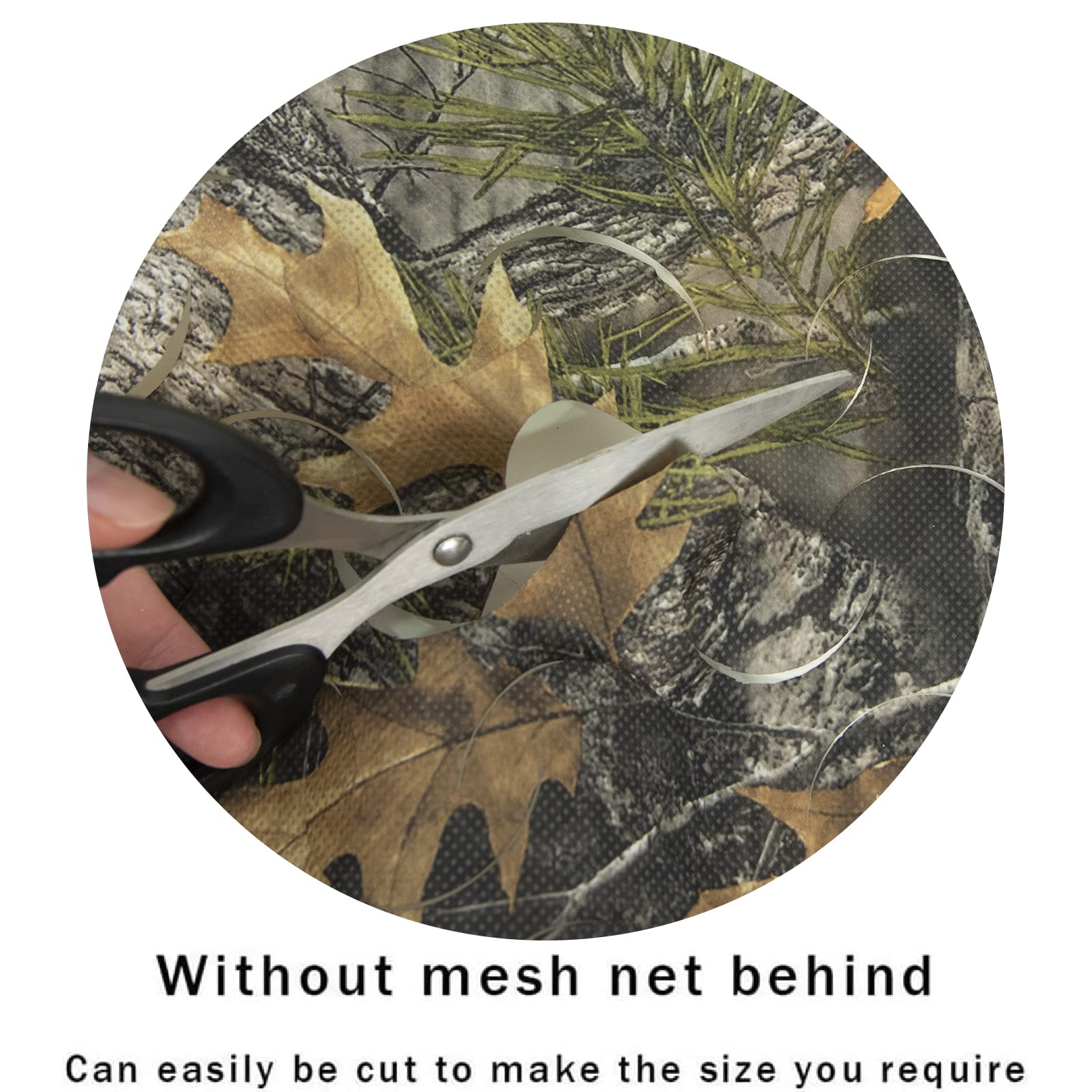 LOOGU Halfcircle Cutting Camo Netting Nonwoven Fabric-Reversible Super Tree Camo