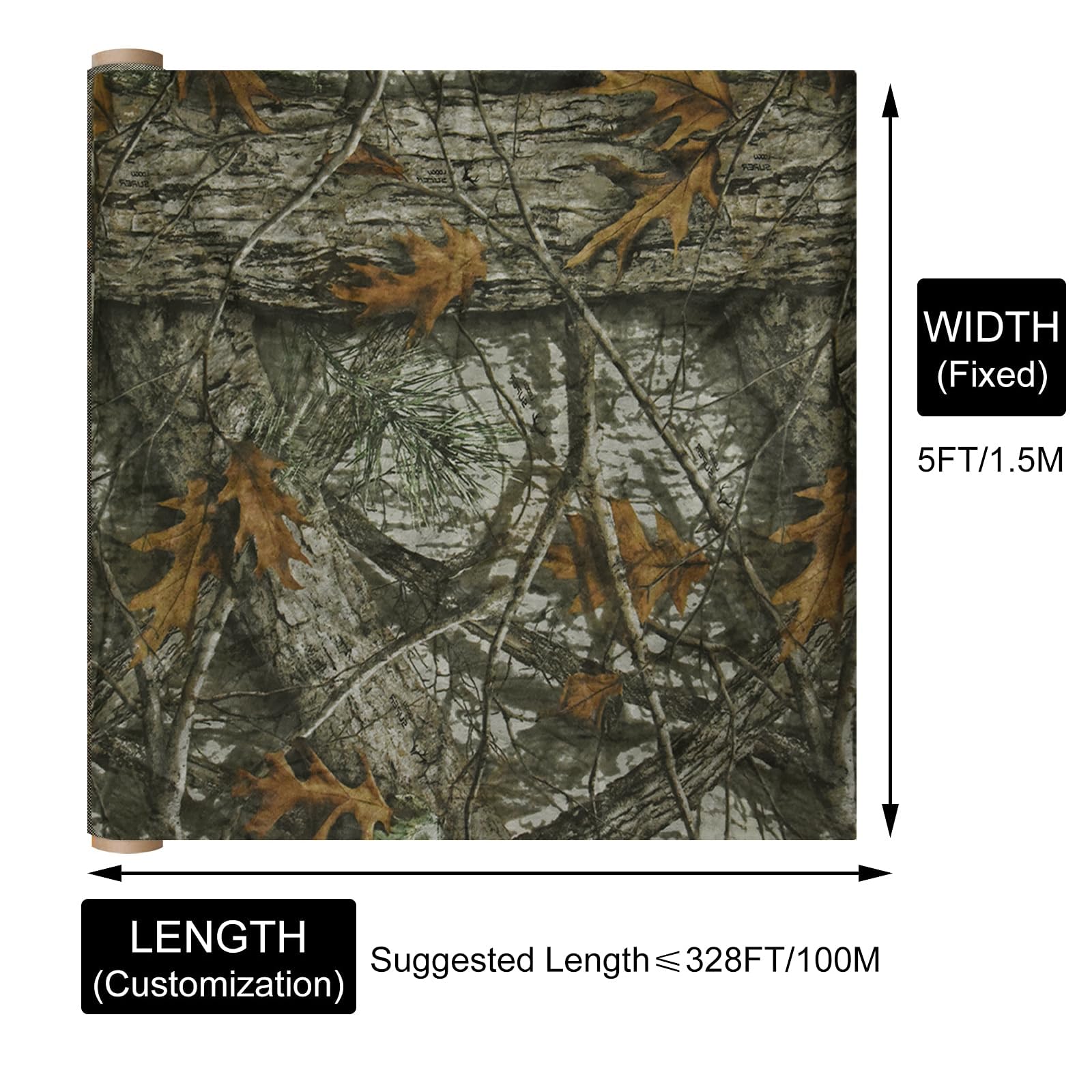 LOOGU Camo Netting, Duck Blinds Cover, Quiet Mesh Net, Camouflage Netting Cover Army Military 59" W Mesh Fabric Cloth Material for Hunting Blind