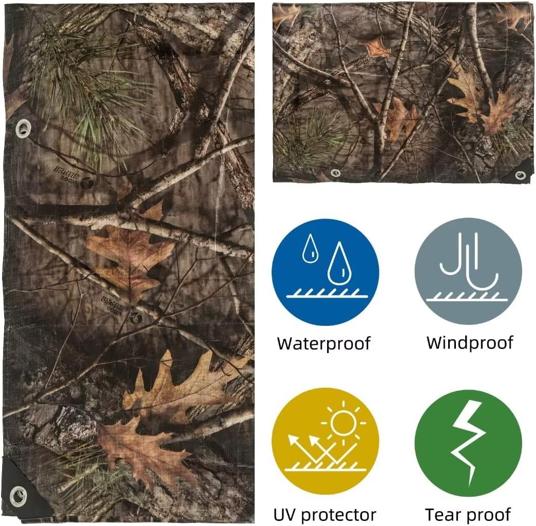 LOOGU Heavy Duty Waterproof Tarp, Bionic Tree Camo Multi Purpose Poly Cover