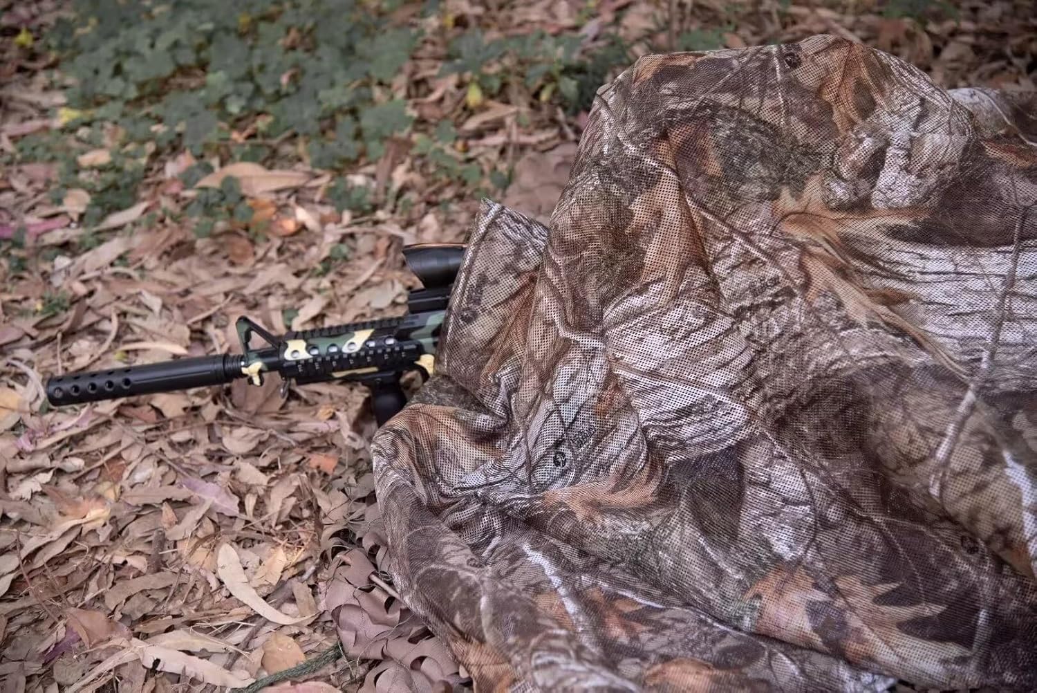 LOOGU Camo Netting, Duck Blinds Cover, Quiet Mesh Net, Camouflage Netting Cover Army Military 59" W Mesh Fabric Cloth Material for Hunting Blind