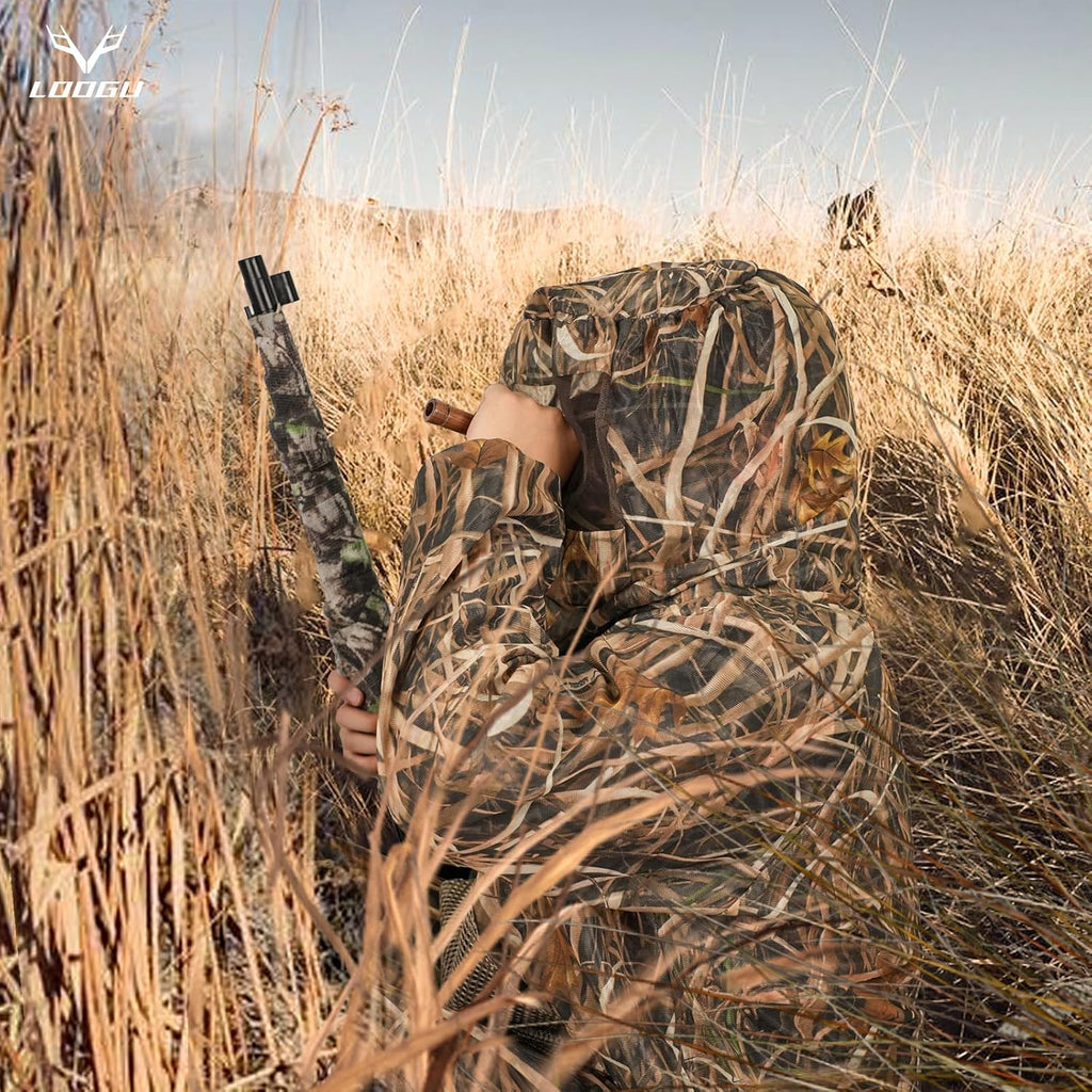 LOOGU Camo Scarf, Face Veil Grass Shadow Camo 1M x 1M
