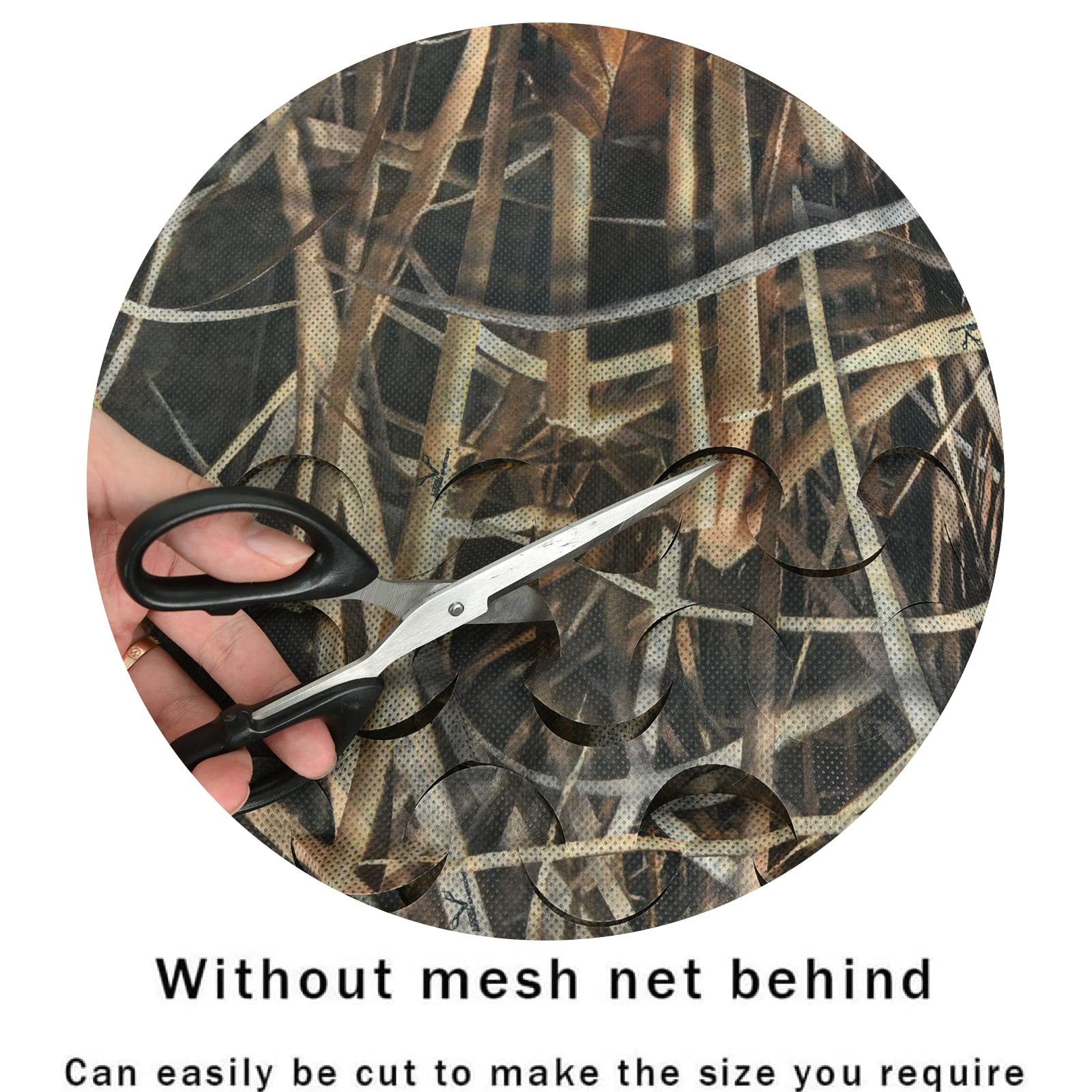 LOOGU Halfcircle Cutting Camo Netting Nonwoven Fabric-Reversible Grass Shadow Camo