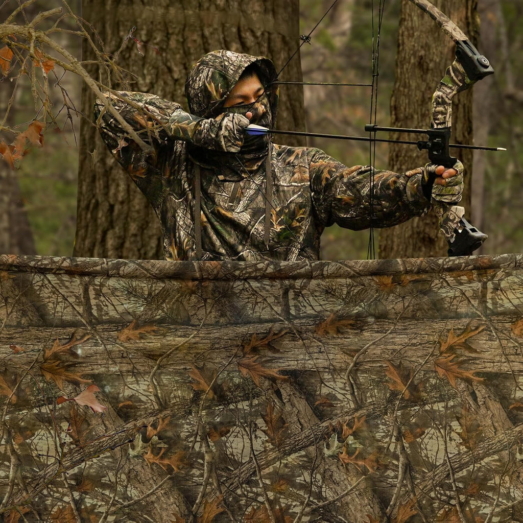 LOOGU Camo Netting, Duck Blinds Cover, Quiet Mesh Net, Camouflage Netting Cover Army Military 59" W Mesh Fabric Cloth Material for Hunting Blind