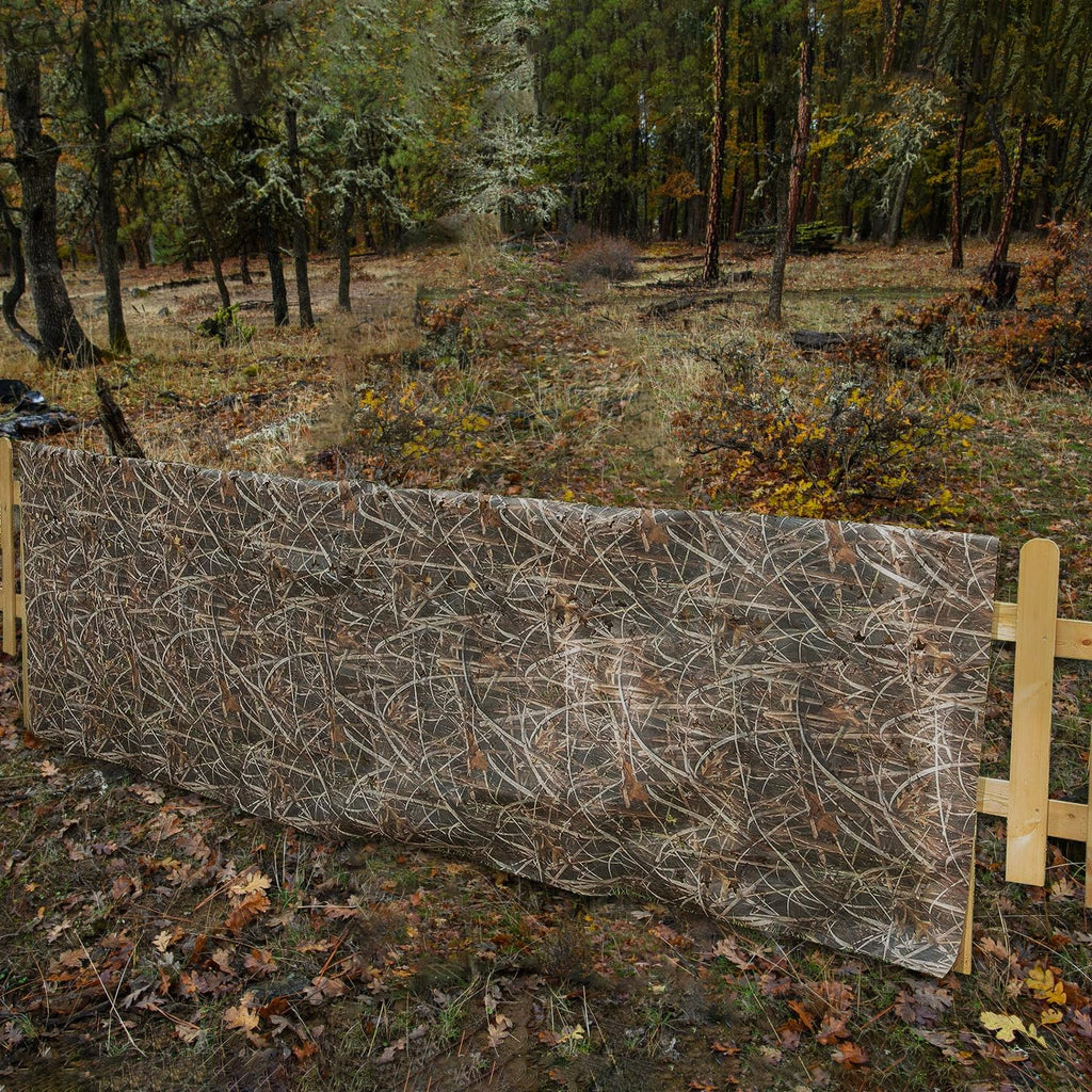 LOOGU Halfcircle Cutting Camo Netting Nonwoven Fabric-Reversible Grass Shadow Camo