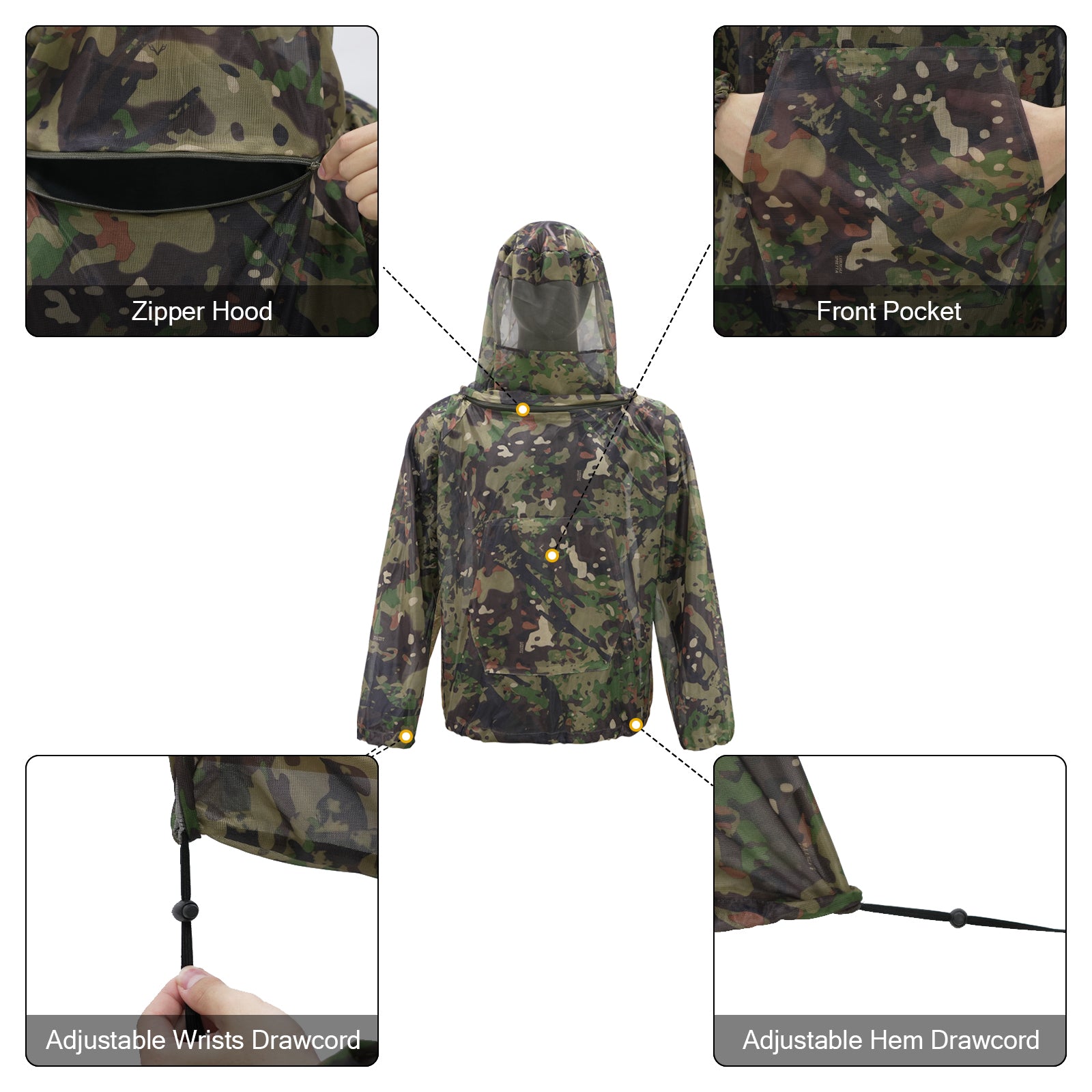 LOOGU Mosquito Suits, Net Bug Pants & Jacket Hood Sets - Ultra-fine Mesh