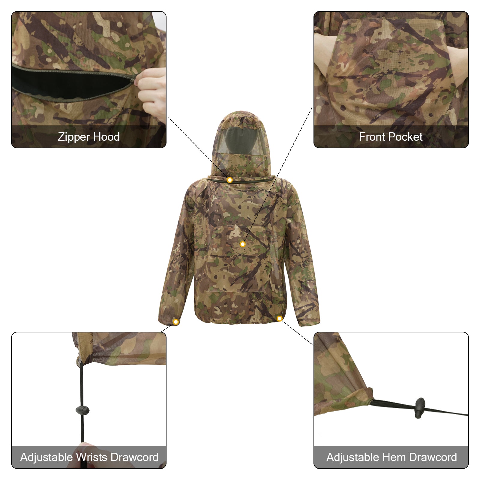 LOOGU Mosquito Suits, Net Bug Pants & Jacket Hood Sets - Ultra-fine Mesh